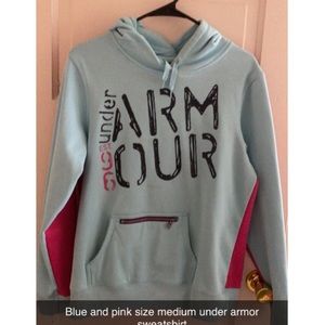 Light blue and pink under armor sweatshirt
